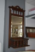 Edwardian Mahogany Wall Shelf with Mirror