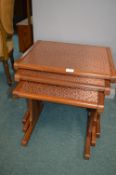 1960's G-Plan Teak Nest of Three Tables with Beaten Copper Tops