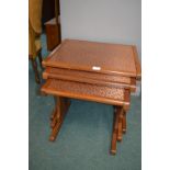 1960's G-Plan Teak Nest of Three Tables with Beaten Copper Tops