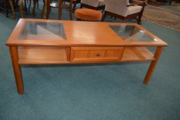 G-Plan Teak Coffee Table with Glass Insert Top, and Storage Drawer