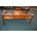 G-Plan Teak Coffee Table with Glass Insert Top, and Storage Drawer