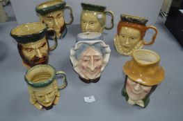Seven Character Jugs by Kingston Pottery of Hull