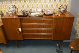 Retro Four Drawer Sideboard with Two End Cupboards