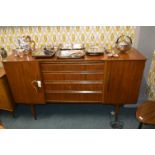 Retro Four Drawer Sideboard with Two End Cupboards