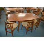 Retro Teak Extending Dining Table with Six Matching Chairs by James Philips of Bristol