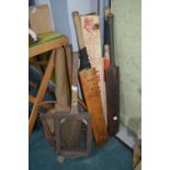 Vintage Sports Equipment Including Early Tennis Rackets, etc.