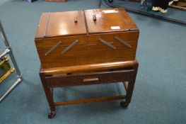 Vintage Sewing Box on Wheeled Stand