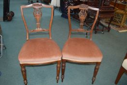 Pair of of Carved Mahogany Edwardian Side Chairs