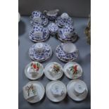 Spode Blue & White Part Tea Set 20pcs plus Royal Chelsea 6pc Coffee Cup Set