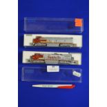 Two Kato N-Gauge Santa Fe EMD Freight Unit and GE-9