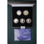 HM Queen Elizabeth II Sterling Silver Five Coin Set