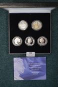 HM Queen Elizabeth II Sterling Silver Five Coin Set