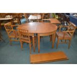 Acorn Man Oval Oak Extending Dining Table with Four Dining Chairs