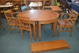 Acorn Man Oval Oak Extending Dining Table with Four Dining Chairs