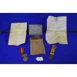 WWI Army Discharge Parchments plus South African 1902 Medal and WWI Service Medal