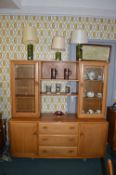 Ercol Light Oak Sideboard with Glazed Cabinets