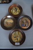 Four Victorian Pot Lids in Oak Frames