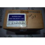 Box of 250 12-Guage Hull Cartridge Super Fast High Velocity Shot 6, Load 29g, Plastic Wad