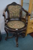 French Carved Armchair with Tapestry Upholstery