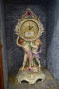 Continental Porcelain Clock with Cherubs