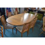 G-Plan Oval Extending Dining Table with Eight Original Berger Back Dining Chairs