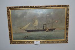 Paddle Steamer Maritime Study Oil on Board (unsigned)