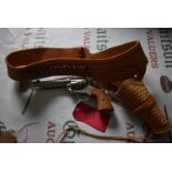 Reproduction ME Ranger 9mm Blank Firing Revolver with Leather Holster