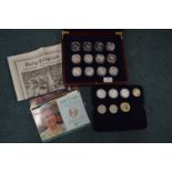 London Mint Cased Coin Sets: Fifteen 1oz Silver Coins plus Others