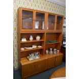 G-Plan Wall Display Unit with Twin Glazed Cabinets and Twin Cupboards