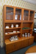 G-Plan Wall Display Unit with Twin Glazed Cabinets and Twin Cupboards
