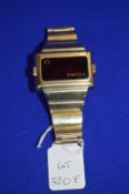 Omega Digital Wristwatch with Gold Plated Case and