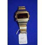 Omega Digital Wristwatch with Gold Plated Case and