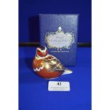 Royal Crown Derby Chaffinch Paperweight with Gold Stopper