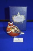 Royal Crown Derby Chaffinch Paperweight with Gold Stopper