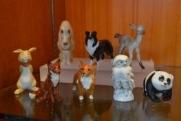 Eight Pottery Animals by Goeble, Sylvac, Beswick, etc.
