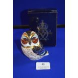 Royal Crown Derby Tawny Owl Paperweight with Gold Stopper