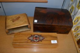 Three Small Wooden Boxes Including a Chinese Box
