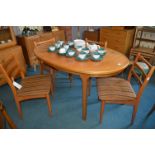 Retro Extending Oval Dining Table with Four Matching Chairs