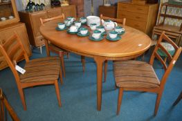 Retro Extending Oval Dining Table with Four Matching Chairs