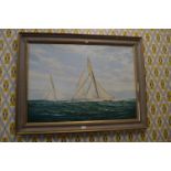 Brian Mays Oil on Canvas Yacht Racing Study