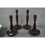 Two Pairs of Oak Candlesticks