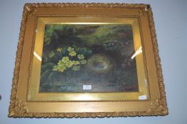 Oil on Canvas Birds Nest by J. Stainton 1914