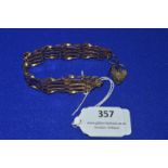 9k Gold Gate Chain Bracelet with Locket 10.7g