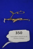 9k Gold Hunting Bar Brooch with Fox and Crop 2.54g