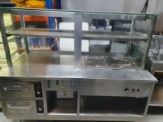 * Heated service unit with 2 x heated drawers, bain marie, 2 x heated gantry, glass fronted. On