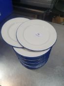 * 30 x white plates - blue rim. 18cms