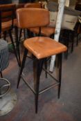*Eight High Seat Barstools Upholstered in Tan Leather