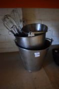 *Two Stainless Steel Buckets, Mops, Ladles, etc.