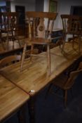 *120x75cm Rectangular Pine Dining Table on Four Turned Legs, with Four Shieldback Beech Framed