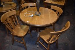 *90cm Circular Pine Table on Tripod Base with Four Shieldback Beech Framed Dining Chairs